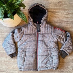 Tommy Hilfiger Big Boys Classic Logo Puffer Jacket Gray